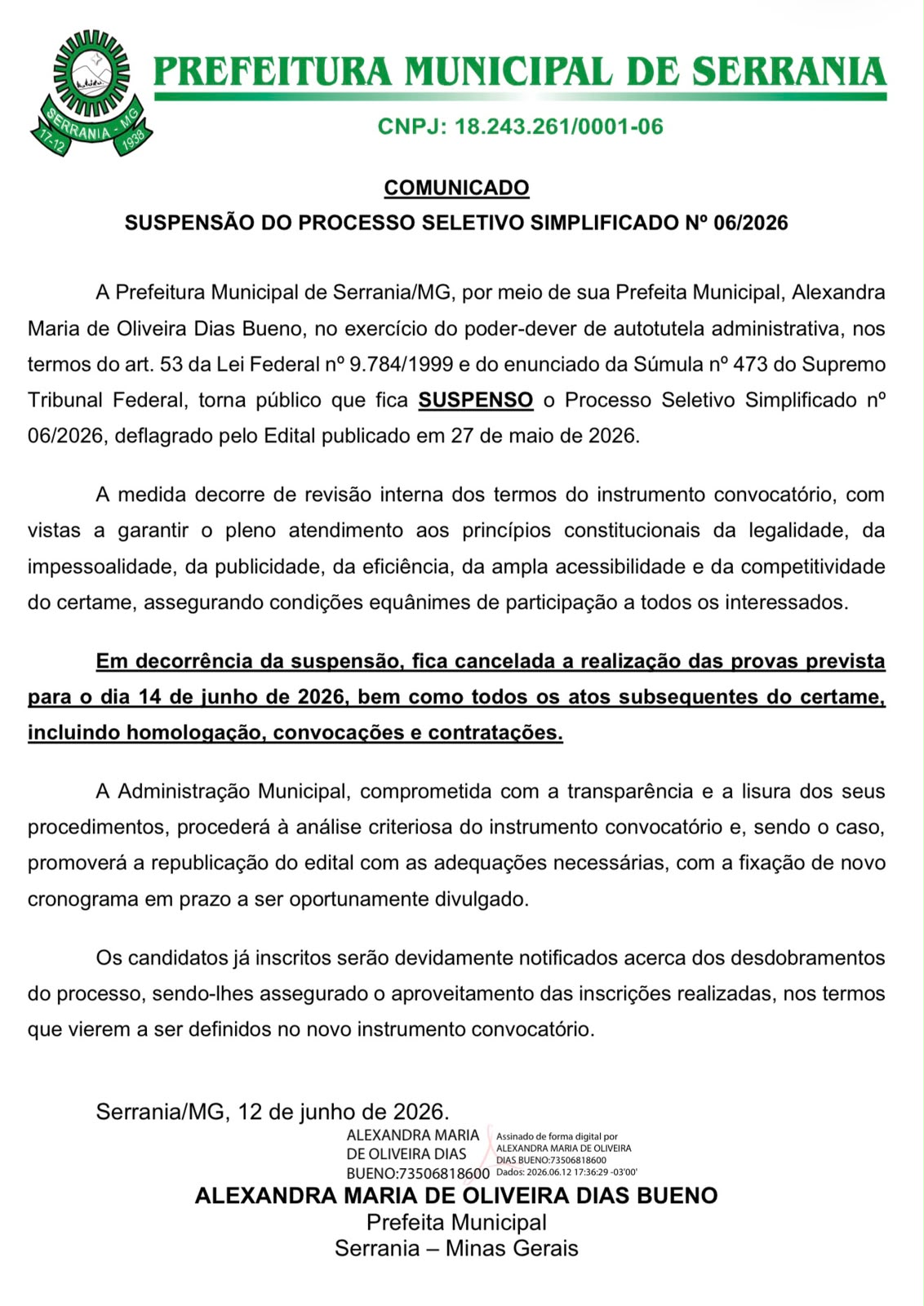Processo Seletivo - Nº 006/2026
